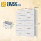 DWVO 10 Drawers Dresser, Fabric Dresser, Fabric Storage Tower, Organizer Unit for Living Room, Hallway, Closets