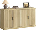 VASAGLE MAXE Collection - Buffet Cabinet, Console Cabinet, Sideboard with Adjustable Shelves, Fluted Doors, Transitional, Kitchen Pantry, Oak Beige UBBK382Y01S