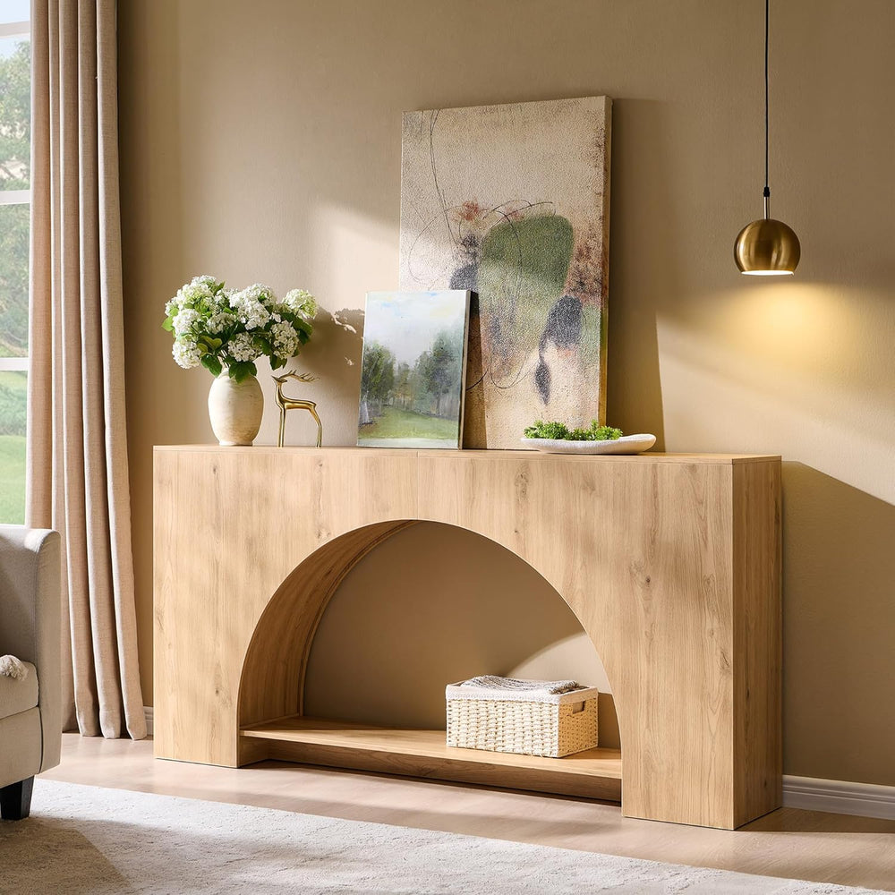 IFGET 63" Arched Console Table, 2-Tier Modern Entryway Table with Arched...