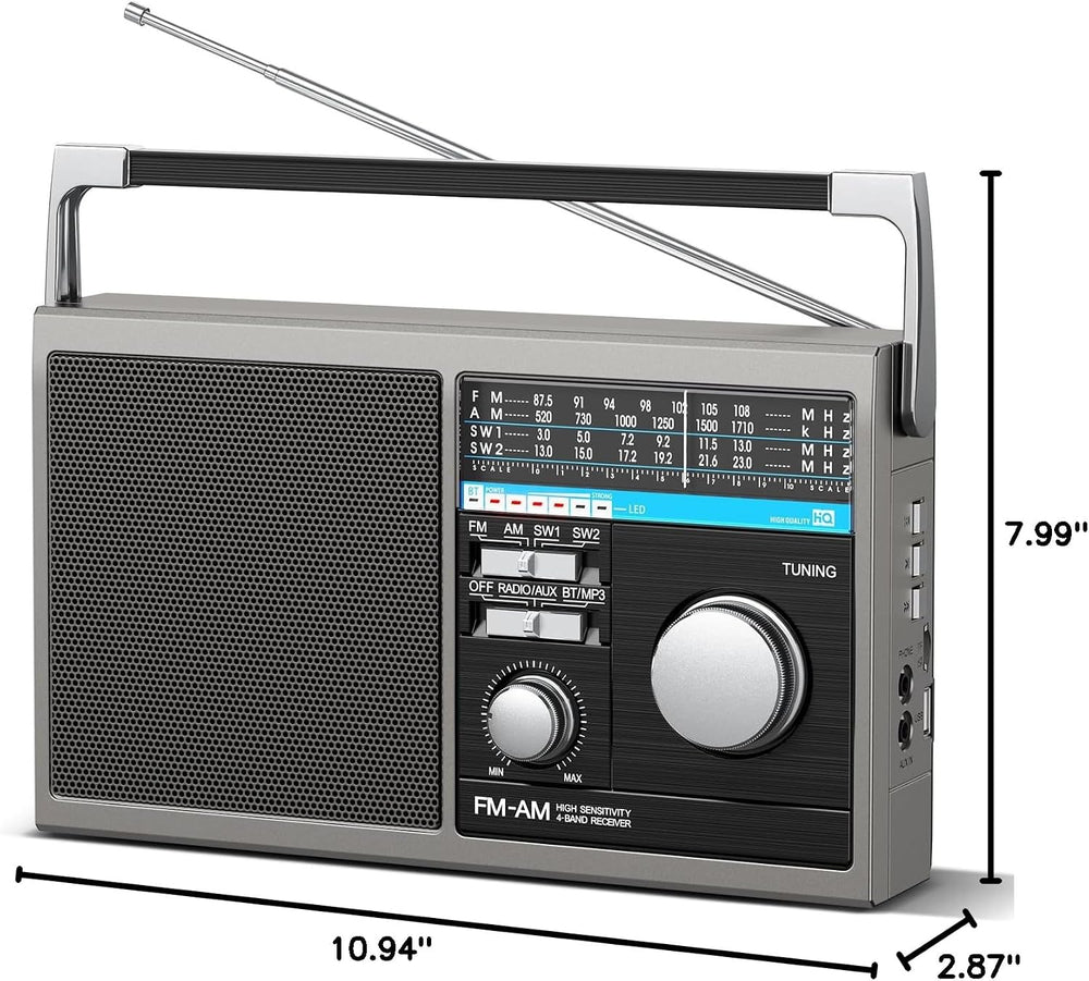 Portable AM FM Radio, Shortwave Transistor Radio with Best Reception, Battery...