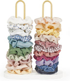 Dahey Scrunchie Holder Hair Tie Organizer Stand 2 Tier Metal Scrunchies Organizer Modern Hair Accessories Organizer Storage Display 50-70 Scrunchies Jewelry Scrunchy Holder for Girls, Gold