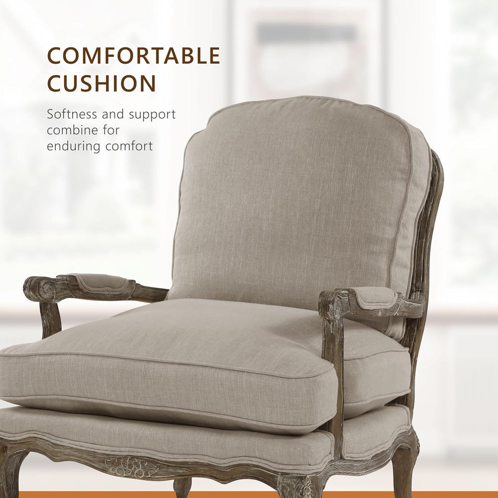 Lexicon French Country Wood Accent Chair, Carved Frame, Neutral | Living Room...