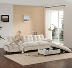 Ball & Cast Modular L Shaped Sectional Sofa with Movable Storage Ottoman and Dual-Port Charging,4 Seater Comfy Cloud Couch W/Side Storage Pockets & Cup Holder,for Living Room,Apartment,Beige,104"