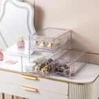 2 Pack Stackable Pull-Out Storage Drawers，Plastic Clear Organizer Bins with Handles，Easily Clean for Craft, and Toy Organization，Kitchen Undersink，Cabinet，Fridge，Closet，Pantry，Office，Bathroom