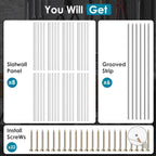 Braki PVC Slat Wall Paneling 4x8 ft, Garage Organizer Storage System, White Slatwall Panels for Garage Organization Product, Heavy Duty Wall Mounted Tool Storage for Home