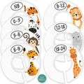 Baby Closet Size Dividers for Baby Clothes - 7X Dividers, Safari [White] | Elephant Giraffe Zebra Lion Monkey Cheetah, Nursery Closet Dividers for Baby Clothes, Nursery Decor, For Boy or Girl