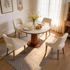 ClinQ Wooden Dining Chairs Set of 2, Modern Fabric Upholstered Kitchen Chairs Dining Chair, Mid Century Modern Chair for Kitchen Dining Room, Farmhouse Kitchen Chairs, Beige-Walnut Legs