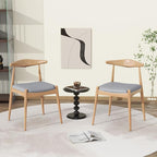 5-Piece Dining Set, Mid-Century Modern Solid Wood Table & Chair Set for 4, Kitchen, Dining Room, Restaurant, Natural Oak+Gray