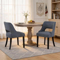 ClinQ Wooden Dining Chairs Set of 2, Modern Fabric Upholstered Kitchen Chairs Dining Chair, Mid Century Modern Chair for Dining Room, Farmhouse Kitchen Chairs for Kitchen Dining Room, Navy-Black Legs