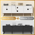 SUPERJARE TV Stand for 55 Inch TV, Entertainment Center with Adjustable Shelf, 2 Cabinets, TV Console Table, Media Console, Solid Wood Feet, Cord Holes, for Living Room, Bedroom, White