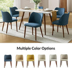 Dining Chairs Set of 6, Upholstered Kitchen Dining Room Chair Set Morden Accent Side Dinner Chair with Curved Padded Back Wood Legs for Restaurant/Cafe, Navy