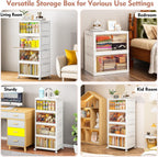 CTSNSLH 4 Tier Plastic Storage Bins and Boxes Organizer - 27Qt Stackable with Lids for Bedroom, Living Room, Office - Foldable Containers