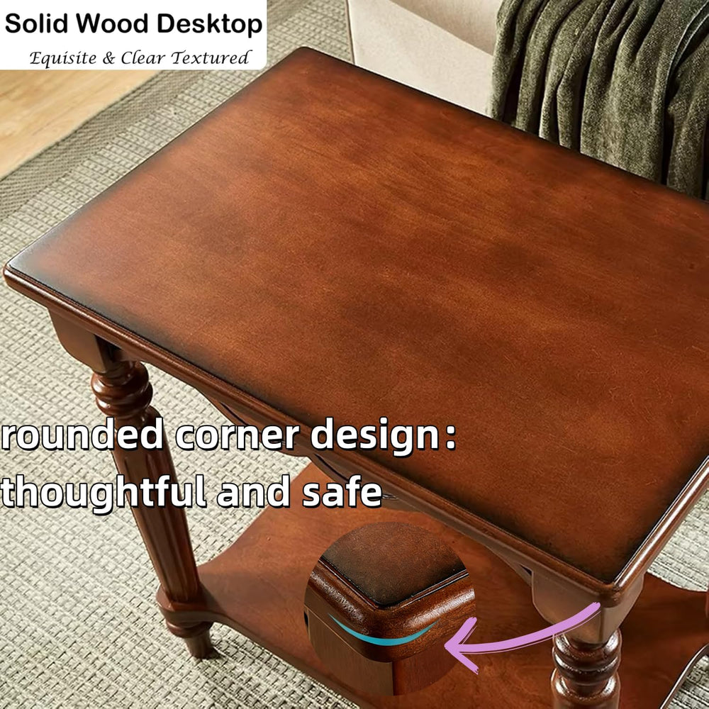 YUNMUAIR-2-Tier Side Table,Vintage Rectangle Sofa Side Tables,Mid Century Acc...