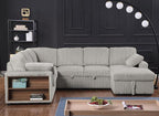 Eafurn Oversized U Shaped Convertible Sleeper Sectional Sofa w/Pull Out Couch Bed, 6 Seater Corduroy Upholstered Corner Lounge Sofa Couch Sleeper Sofabed w/Storage Chaise,Shelves