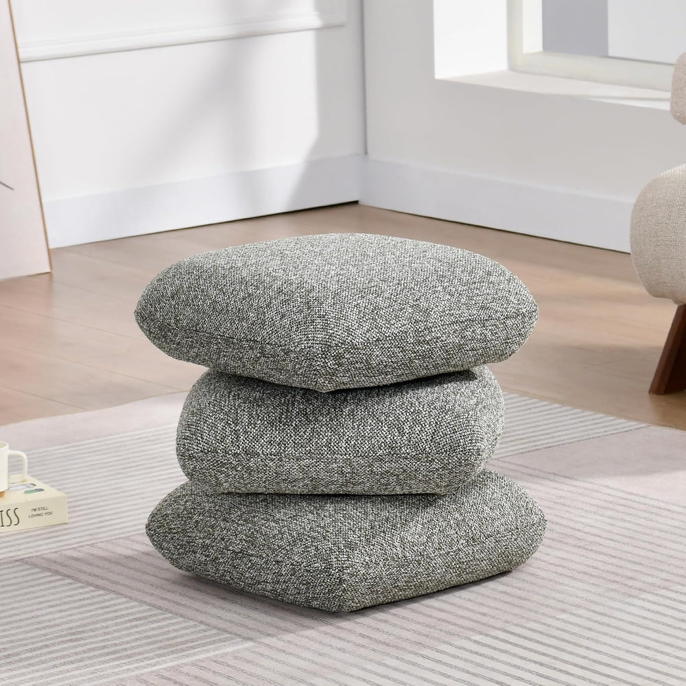 DUHOME 360°Swivel Upholstered Square Ottoman with Storage,Modern Boucle Ottom...