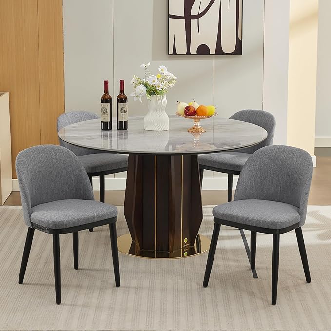 Upholstered Dining Chairs Set of 2,Modern Fabric Kitchen Side Chairs with Thi...