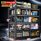 72" H Garage Shelving,5-Tier Heavy Duty Shelving Unit,3000LBS Adjustable Metal Storage Shelves,Storage Rack Units for Industrie,Shed,Warehouse,Basement,Black,48" W x 24" D x 72" H