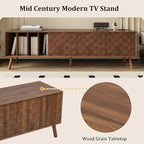 Merax 70" TV Stand for TVs Up to 80", Modern Entertainment Center with 3 Doors and Vertical Open Shelves, Media Console with Unique Mosaic Front Design for Living Room