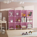 AWTATOS Cube Storage Organizer Protable Closet Organizers and Storage for Kids DIY Stackable 12 Cube Storage Shelves Clothes Organizer for Bedroom, Home, Pink