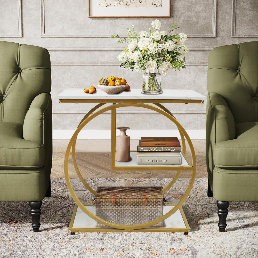 AT-VALY Pair of 2 Side Table with Storage Shelves,3-Tier End Table, Small Sof...