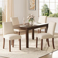 Dining Chairs Set of 4, Modern Dining Room Chairs with Wooden Legs, Upholstered Kitchen Farmhouse Parsons Chairs for Restaurant & Cafe- Beige