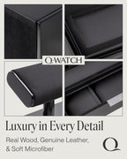 QWATCH Watch Stand Display Case - Acrylic Watch Box for 2 or 4 Watches with Jewelry Valet Tray and Drawer