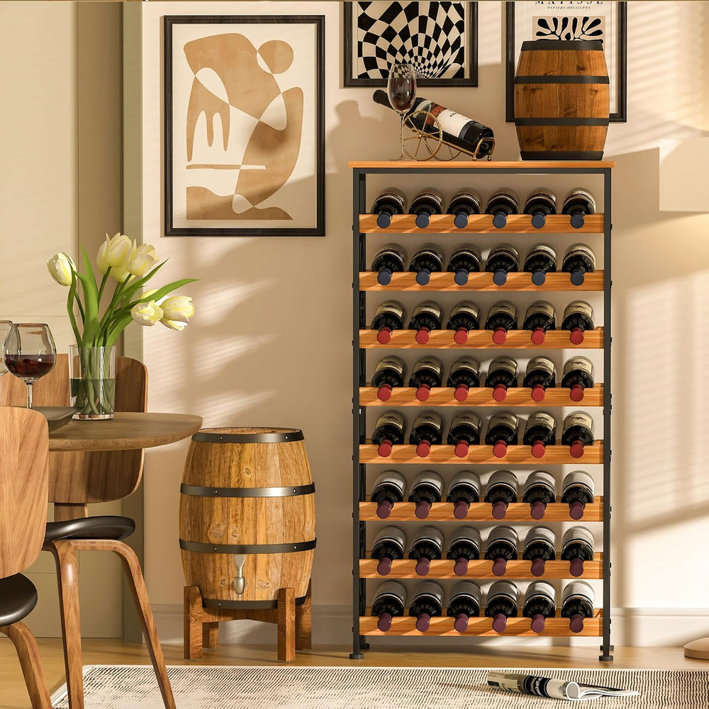 Sonyabecca 48 Bottle Wine Rack Freestanding Floor with Wood Top,8-Tier Wine S...
