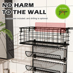 Wall-Mounted Hair Dryer Holder Styling Tool Organizer 4-Shelf Storage Wire Basket with Hook Heat Safe Rack for Hair-Straighteners,Curling Wands,Flat Iron,Perfume,Cabinet Door Bathroom Kitchen