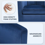Yaheetech Velvet Accent Chair, Modern and Comfortable Armchairs, Upholstered Barrel Sofa Chair for Living Room Bedroom Waiting Room, Blue