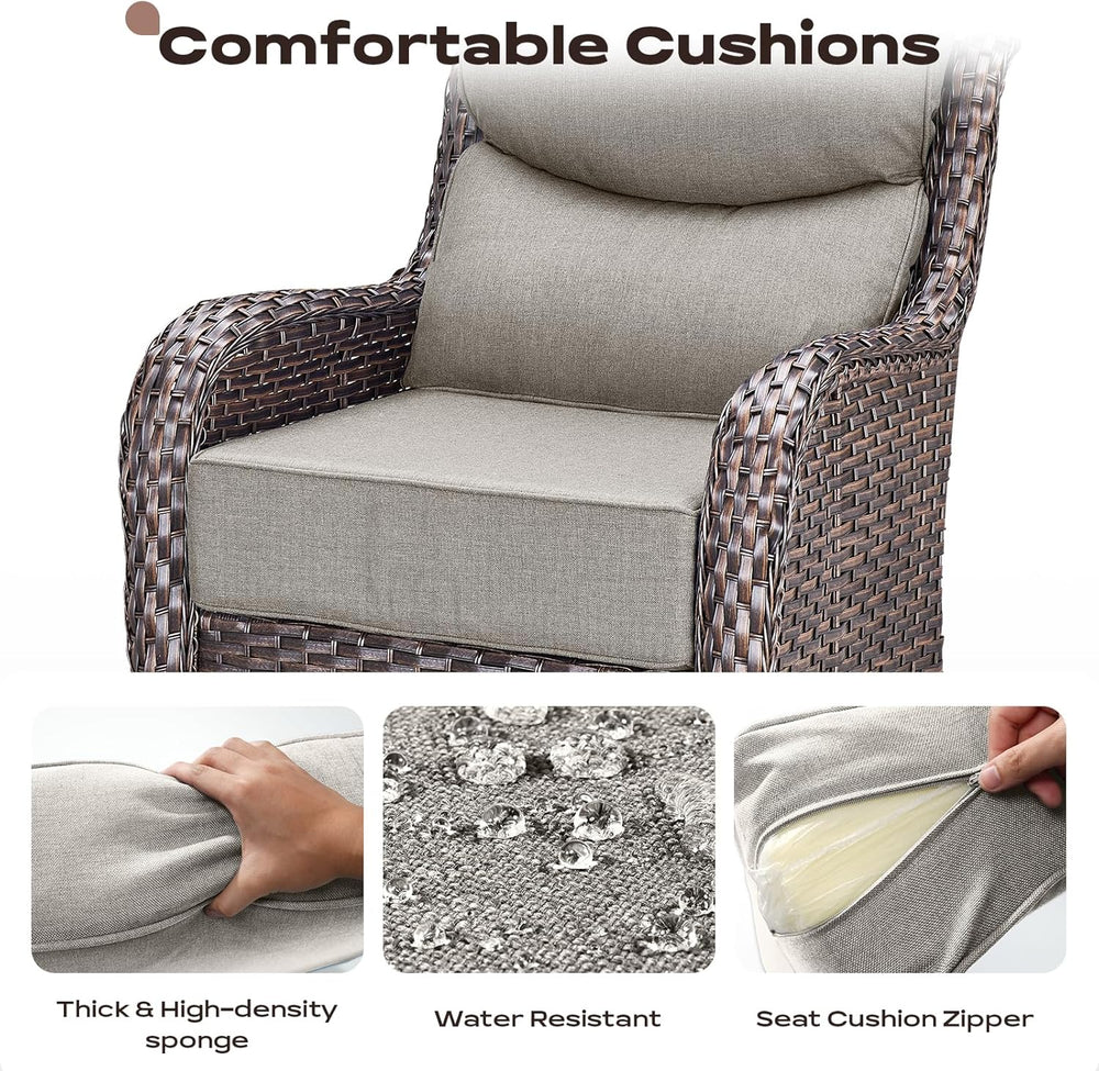 Rilyson Outdoor Swivel Rocker Chairs - All Weather Resistant Wicker Patio Fur...