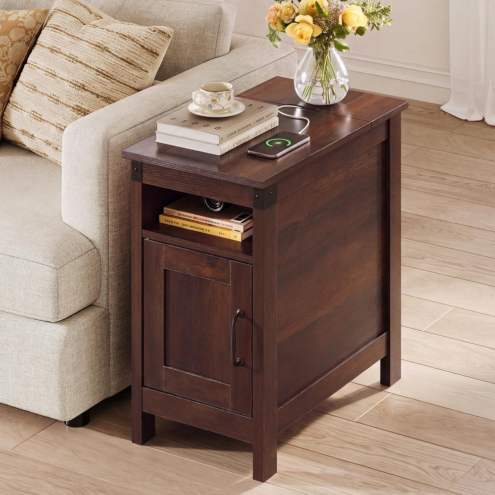 WLIVE End Tables for Living Room & Bedroom w/ Charging, Narrow Nightstand