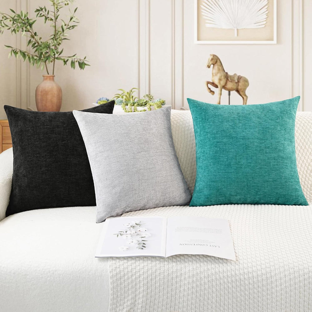 CaliTime Decorative Couch Throw Pillow Covers 18 X 18 Inches Black