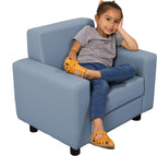 Factory Direct Partners SoftScape Inspired Playtime Classic Reading Chair, Children's Commercial-Grade Upholstered Furniture for Home, Daycare, Preschool; Modern Design - Powder Blue, 14472-PB