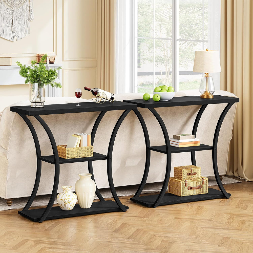 Hoctieon 3 Tier Console Table with Open Wood Shelves, Decorative Entryway Tab...