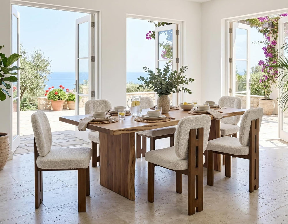 CIMOTA Modern Boucle Dining Chairs Set of 4, Upholstered Armless Side Chairs ...