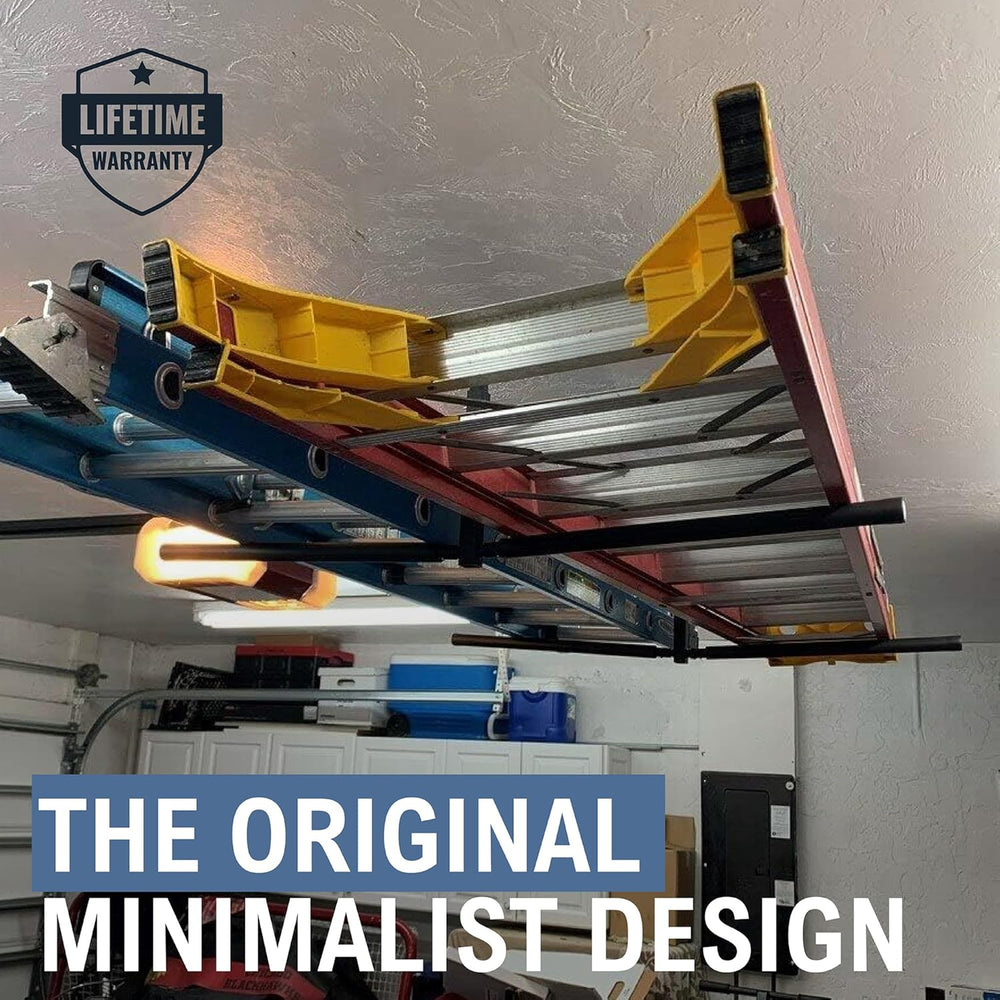 StoreYourBoard Adjustable Overhead Ladder Rack – Garage Organizer Ladder Shel...