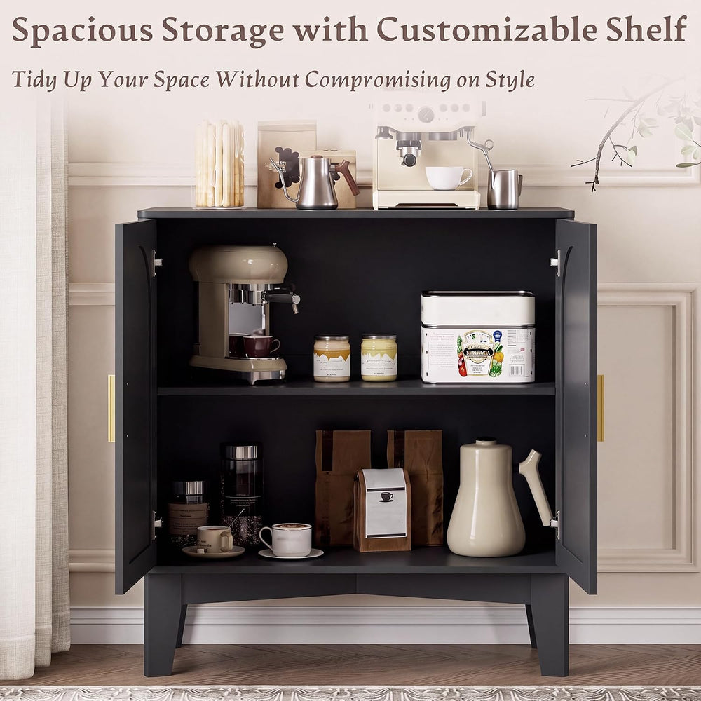 BORNOON Fluted Storage Cabinet with Doors and Adjustable Shelf Sideboard