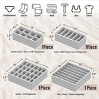 Simple Houseware 4-Pack Drawer Organizer Set - Closet Dividers for Underwear, Socks, Bras, Scarves, Ties - Foldable Non-Woven Storage Boxes, Gray