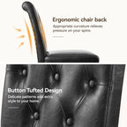 Upholstered Dining Chairs Set of 4, Button Tufted Parsons Dining Chair with Solid Wood Legs, Modern PU Leather Side Chair for Dining Room/Kitchen/Restaurant/Hotel- Black