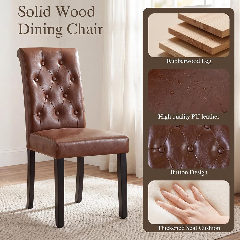 LSSBOUGHT Set of 2 Modern Tufted Dining Chairs, Button Padded Fabric Chairs w...