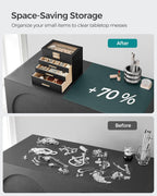 SONGMICS Jewelry Box Organizer with Glass Lid, 4-Layer Jewelry Storage, with 3 Drawers, Modern Style, Christmas Gift, 6 x 9.9 x 8.5 Inches, Graphite Black and Gold Color UJBC161B02