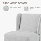 Upholstered Dining Chair with Casters Wingback Modern Side Armless Deskchair with Rollers for Diningroom Bedroom Livingroom Reading Room,Light Grey,4 Box