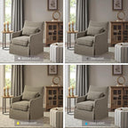 Martha Stewart London Swivel Chair - Solid Wood & Plywood, Skirted Metal Base Accent Armchair, Lumbar Pillow -Modern Classic Family Room Sofa Furniture Bedroom Lounge, 28"X31.5"X35.25", Tan Multi