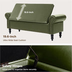 FiveWillowise 64” Storage Benches, End of Bed Bench with Storage,Dark Green | Large Upholstered Storage Ottoman with Tufted, Faux Leather Window Bench with Nailhead Trim for Bedroom, Entryway, Closet