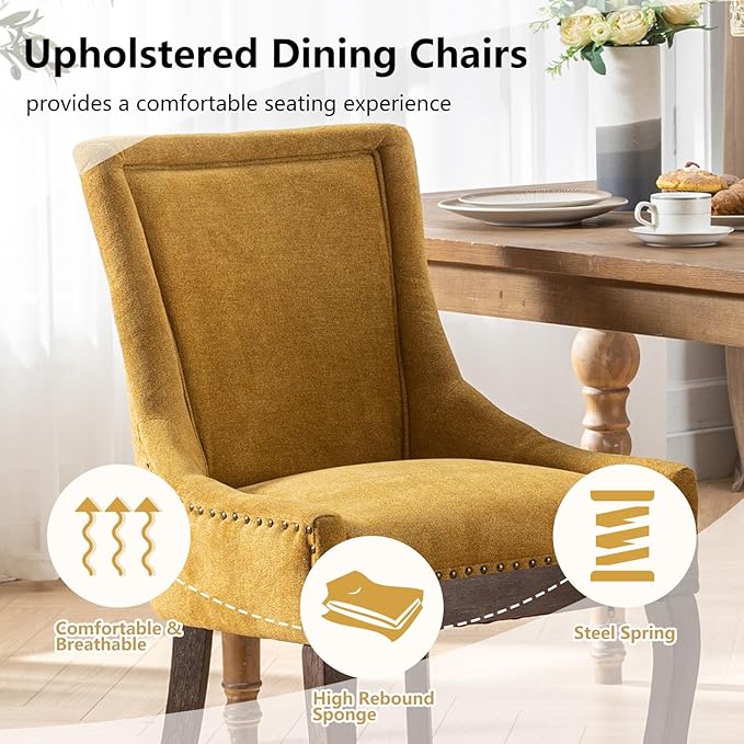 Modern Dining Chairs Set of 4, High Back Dining Chairs Side Chairs with Solid...