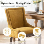 Modern Dining Chairs Set of 4, High Back Dining Chairs Side Chairs with Solid Wood Legs, Upholstered Fabric Dining Room Chairs for Dining Room Kitchen, Yellow