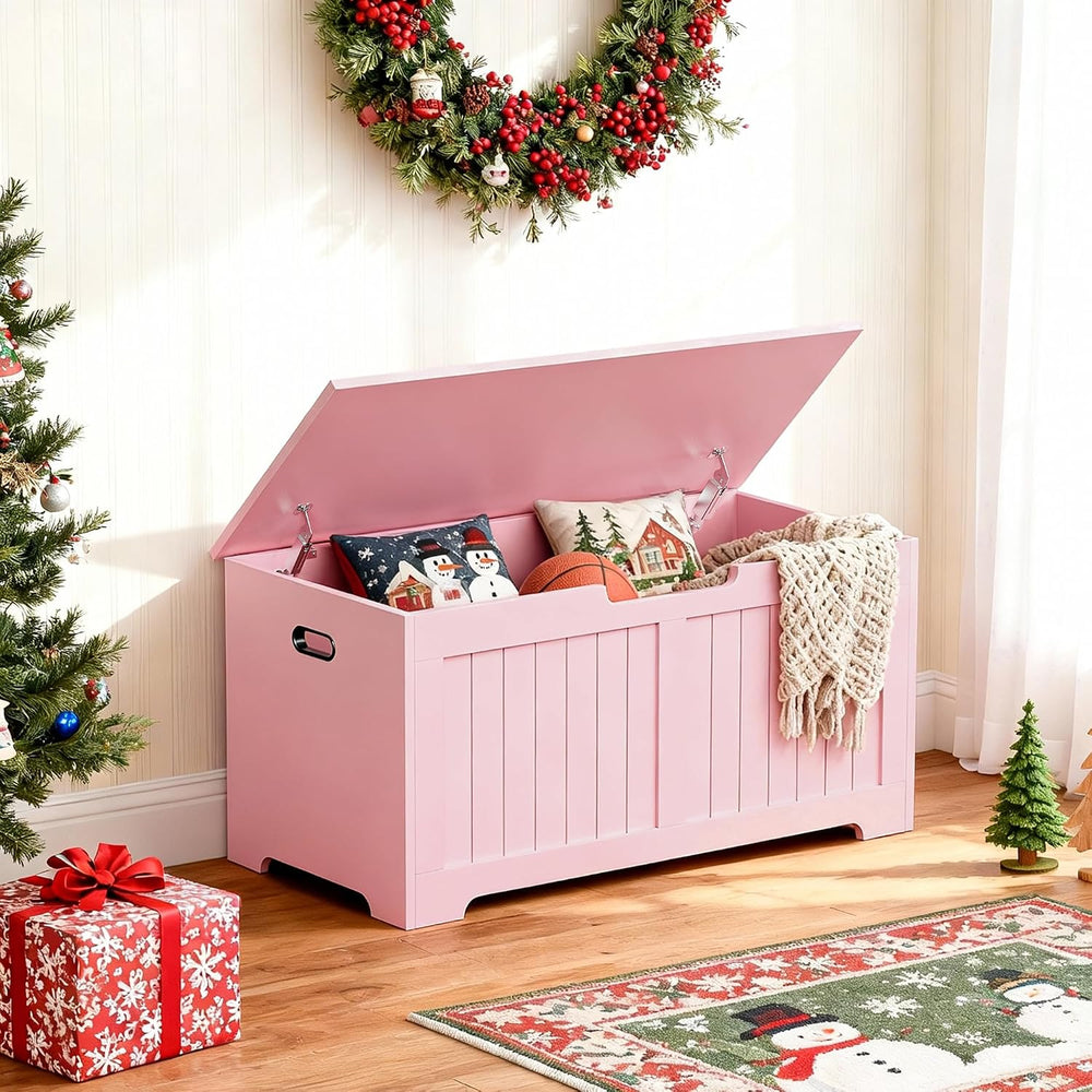 SUPER DEAL Storage Chest, 39 inches Chest Box Organizer with 2 Safety Hinges,...