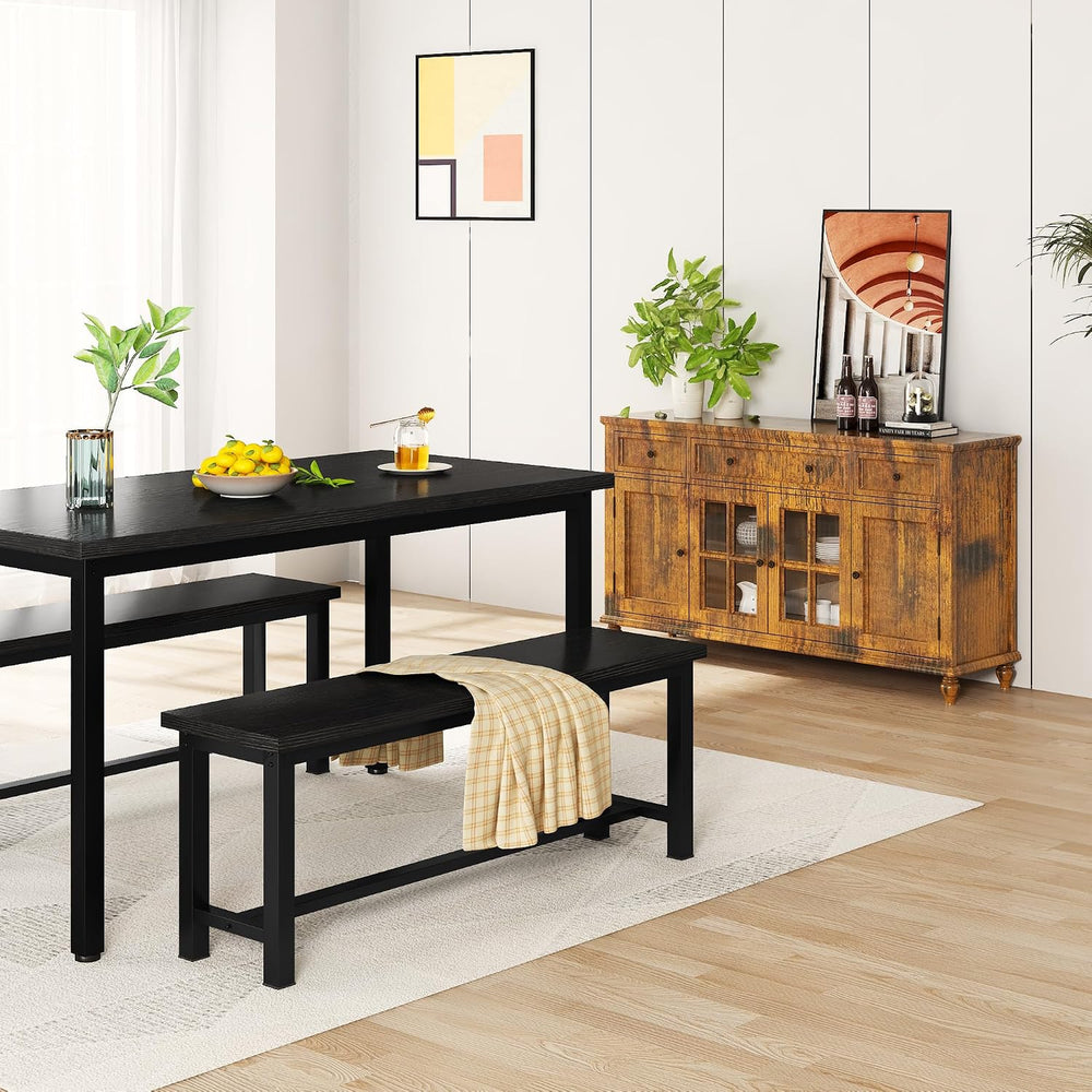 AWQM Table Bench, Pair of 2, Dining Bench, Thickened Steel Frame, Wood Bench,...