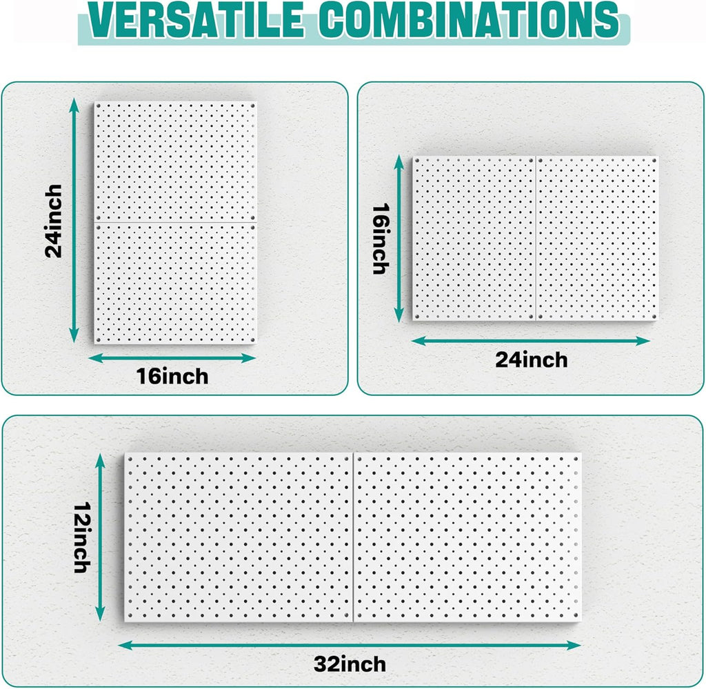 EVERHANGER Metal Pegboard Panels, Heavy Duty Pegboard Wall Organizer, Garage Wall Panels, Tool Storage Organization, 12"X16", 2pcs, Gray