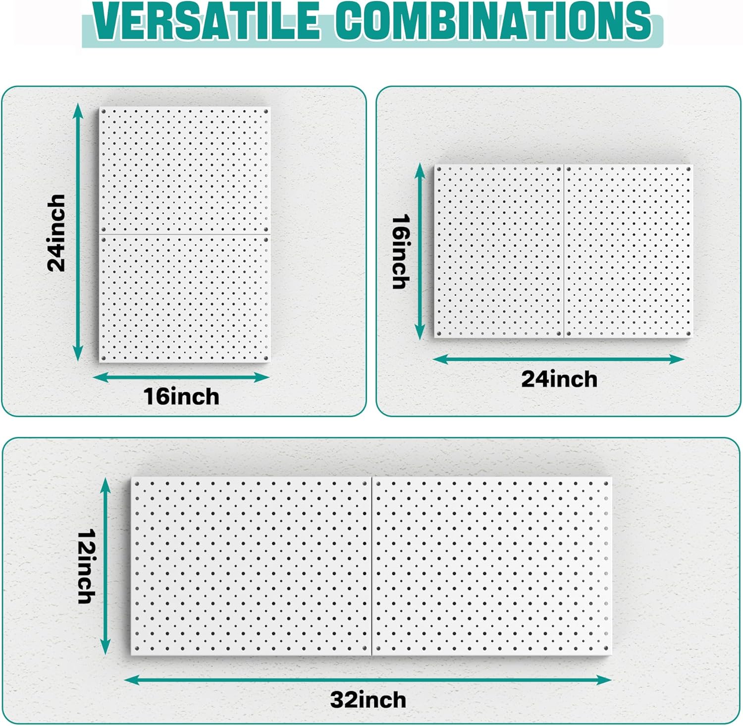 EVERHANGER Metal Pegboard Panels, Heavy Duty Pegboard Wall Organizer, Garage Wall Panels, Tool Storage Organization, 12"X16", 2pcs, Gray